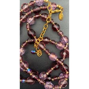 Joan Rivers-Fire Polished Amethyst Czech Crystals Bead Necklace